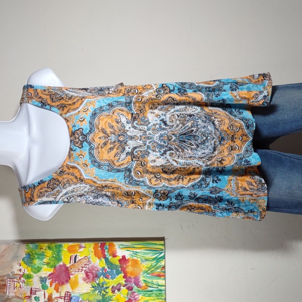 I.N.C Beach Embellished Print Tank